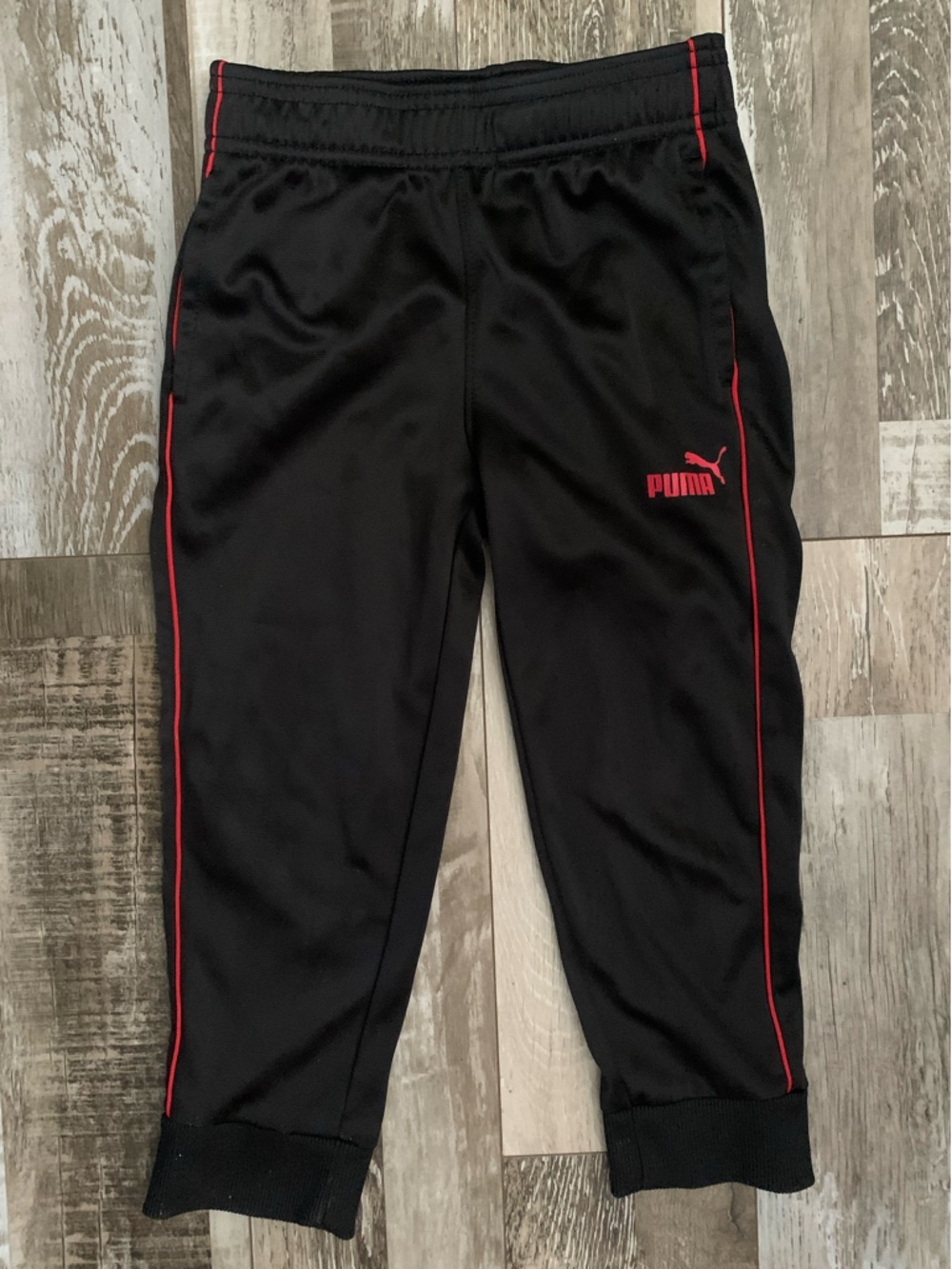 Puma Black Athletic Track Pants with Red Piping